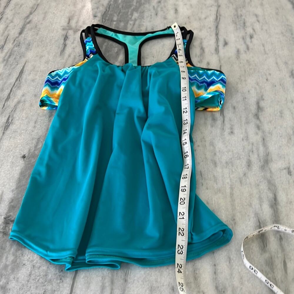 Colorful Racer Back Tankini Top Woman Size Medium - Picture 7 of 10